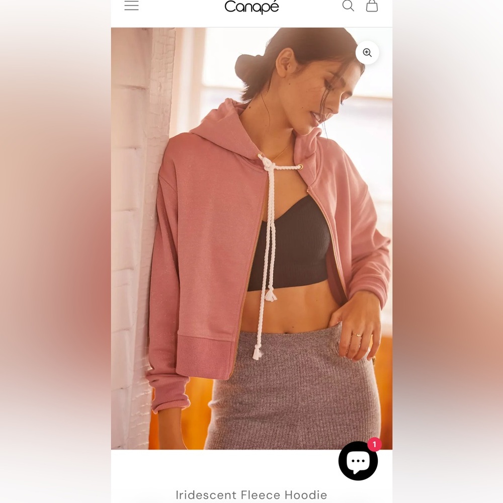 Canapé Anthropologie Pink Iridescent Fleece Hoodie Sz L